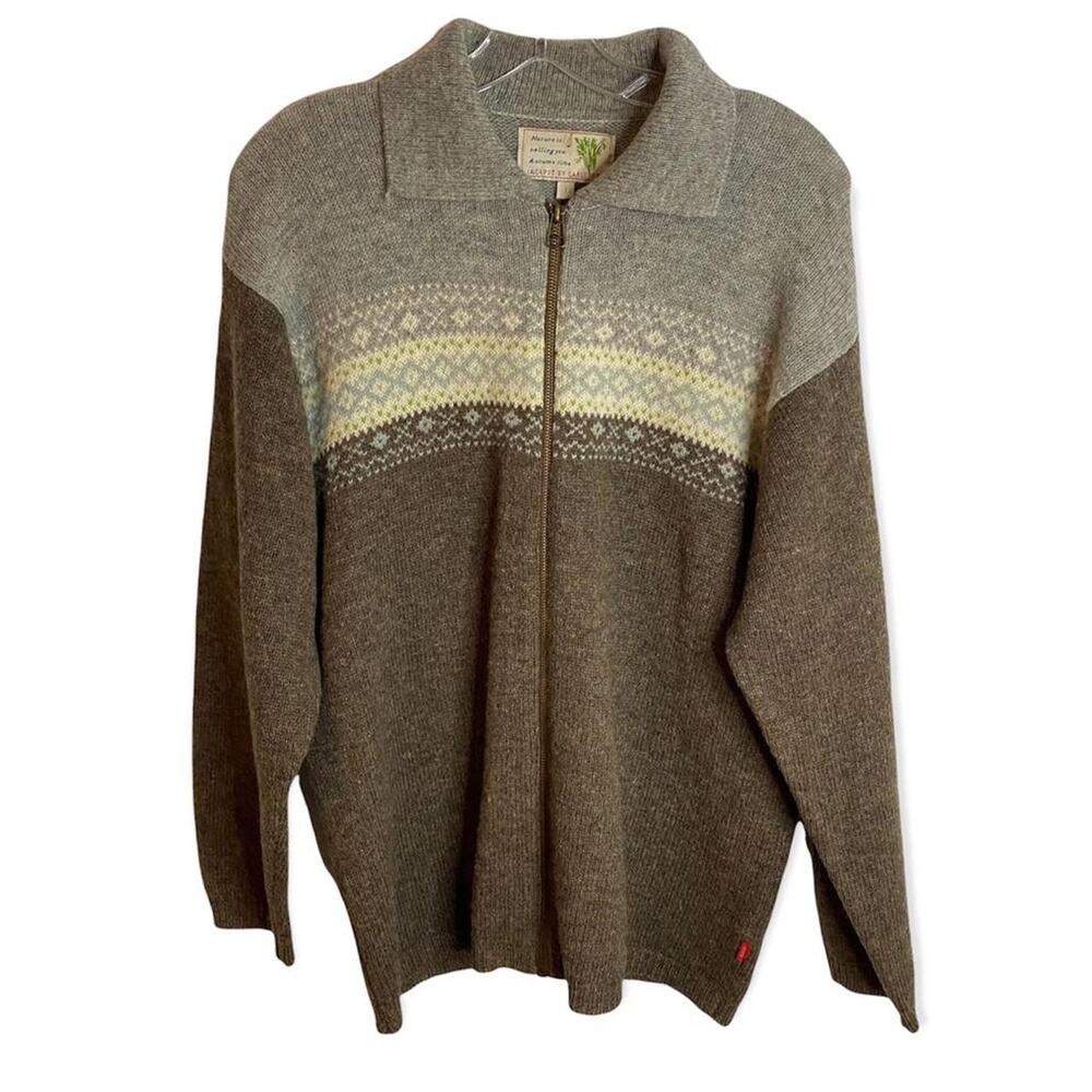 Jackpot by Carli Gry Fair Isle Half Zip Sweater Pullover Size 1 Gray Medium